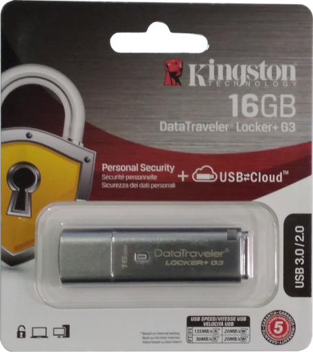 KINGSTON Clé USB (Sécurisée) 16GB DT LOCKER+