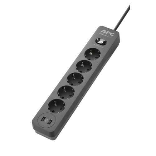 [SCP2301] APC PRISE PROTECTRICE EUR x5 + CHARGEUR USB x2 (PME5U2B-GR)